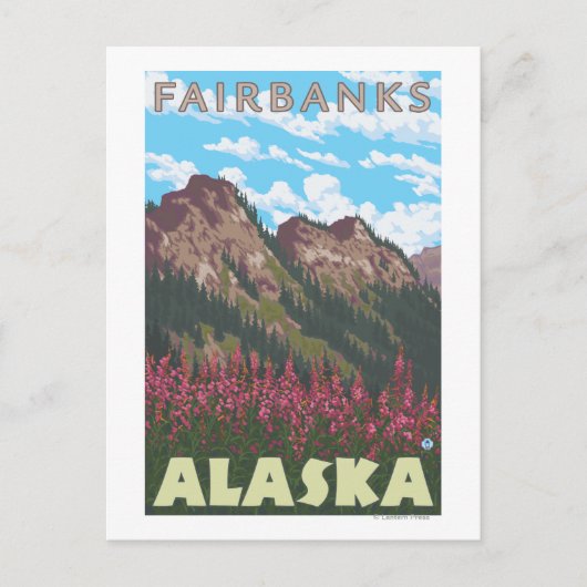 Feuerweh & Berge - Fairbanks, Alaska Postkarte (Vorderseite)