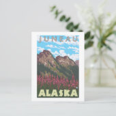 Feuerweh & Berge - Juneau, Alaska Postkarte (Stehend Vorderseite)