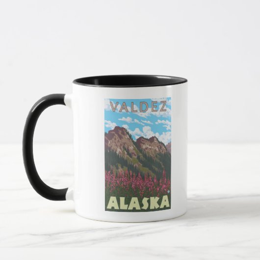 Feuerweh & Berge - Valdez, Alaska Tasse (Links)
