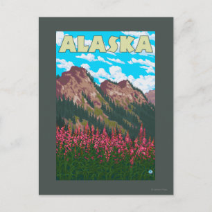 Feuerweh mit Bergen Vintage Travel Poster Postkarte