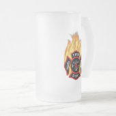 Feuerwehr-Abzeichen-Flammen Mattglas Bierglas (VorderseiteRechts)
