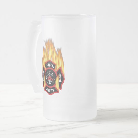 Feuerwehr-Abzeichen-Flammen Mattglas Bierglas (Vorderseite Links)