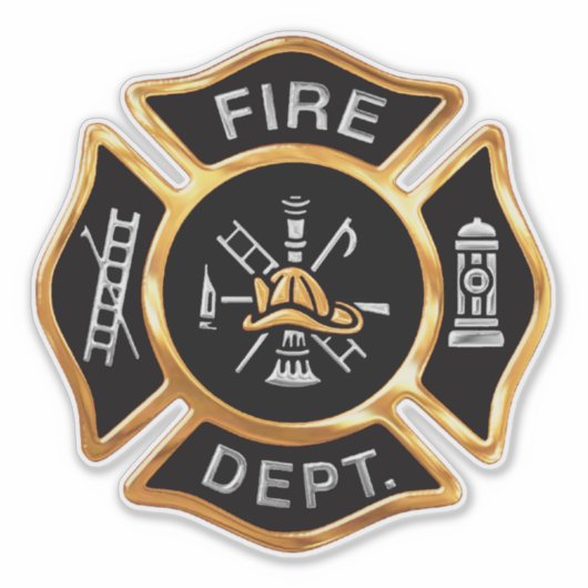Feuerwehr Abzeichen Gold Aufkleber (Vorderseite)