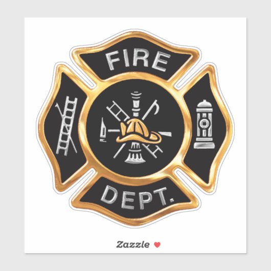 Feuerwehr Abzeichen Gold Aufkleber (Blatt)