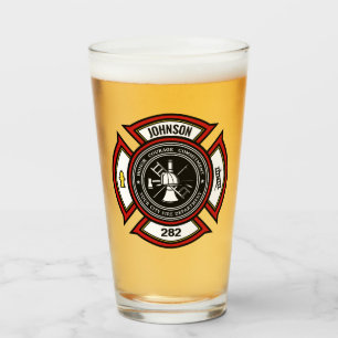 Feuerwehr ADD NAME Feuerwehrmann-Abzeichen Rettung Glas