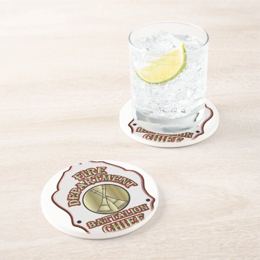 Feuerwehr-Bataillon-Hauptschild-Entwurf Sandstein Untersetzer (Seite)