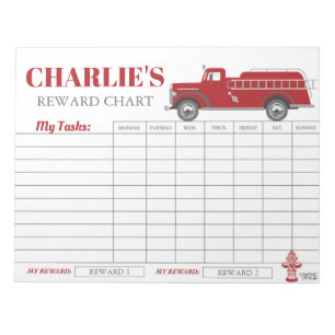 Feuerwehr Belohnungsdiagramm Personalisierter Name Notizblock