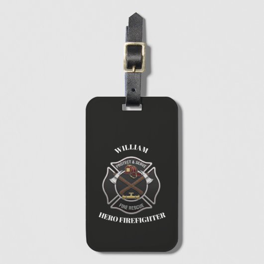 Feuerwehr benutzerdefinierter Textname Gepäckanhänger (Vorderseite Vertikal)