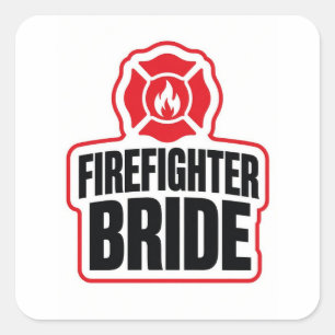 Feuerwehr-Braut Quadratischer Aufkleber