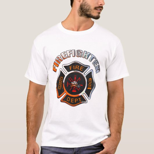 Feuerwehr-Chrom-Abzeichen T-Shirt (Vorderseite)