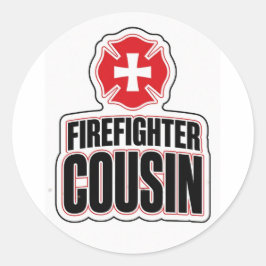 Feuerwehr-Cousin Runder Aufkleber
