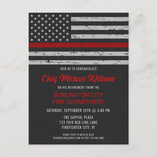 Feuerwehr der Thin Red Line Feuerwehr Einladungspostkarte (Vorderseite)