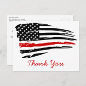 Feuerwehr der Thunfischen mit roter Linie Danke Postkarte (Vorne/Hinten)