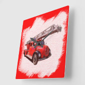 Feuerwehr-Drehwagen Quadratische Wanduhr (Winkel)