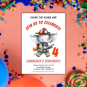 Feuerwehr-Elefant Sound Alarm Geburtstag Einladung