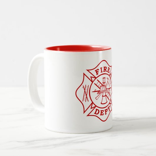 Feuerwehr / Feuerwehrmann, Malteser, Kreuz-Tasse Zweifarbige Tasse (Vorderseite Links)