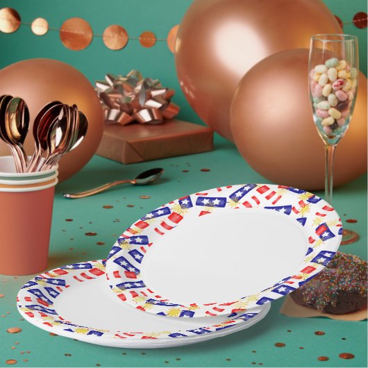 Feuerwehr für den 4. Juli Pappteller (Multi)