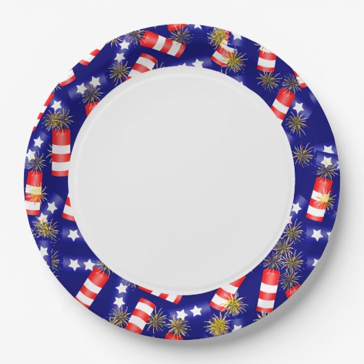 Feuerwehr für den 4. Juli Pappteller (Vorderseite)