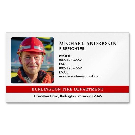 Feuerwehr für personalisiertes Foto Magnetische Visitenkarte (Vorderseite)