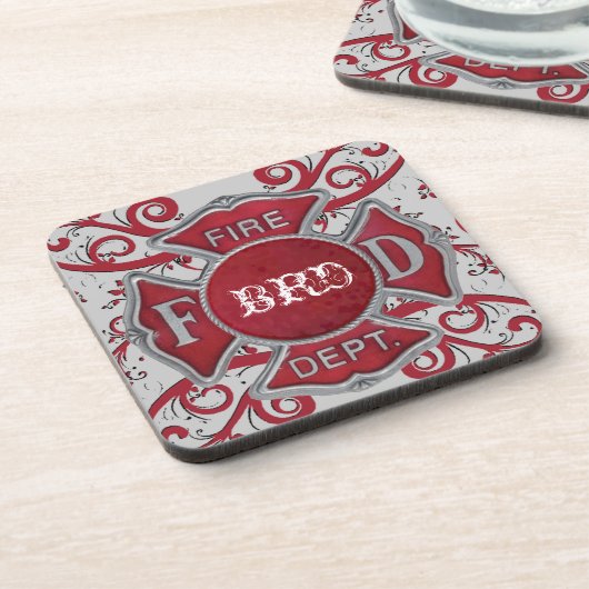 Feuerwehr-Gewohnheits-Monogramm Getränkeuntersetzer (Linke Seite)
