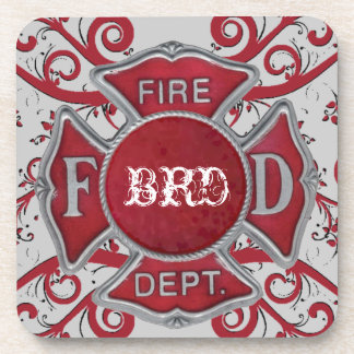 Feuerwehr-Gewohnheits-Monogramm Getränkeuntersetzer