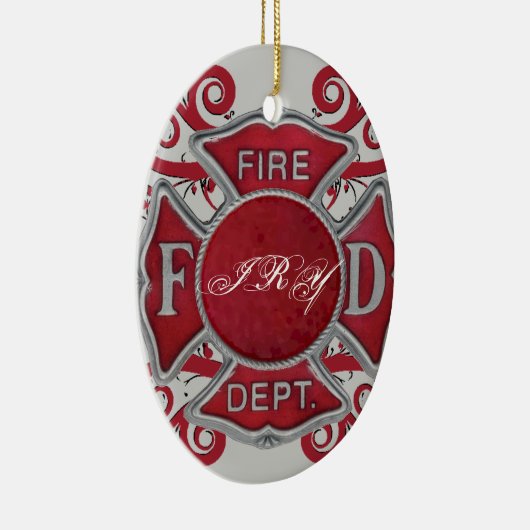 Feuerwehr-Gewohnheits-Monogramm Keramikornament (Rechts)