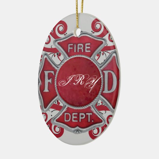 Feuerwehr-Gewohnheits-Monogramm Keramikornament (Links)