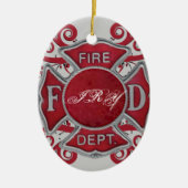 Feuerwehr-Gewohnheits-Monogramm Keramikornament (Vorne)