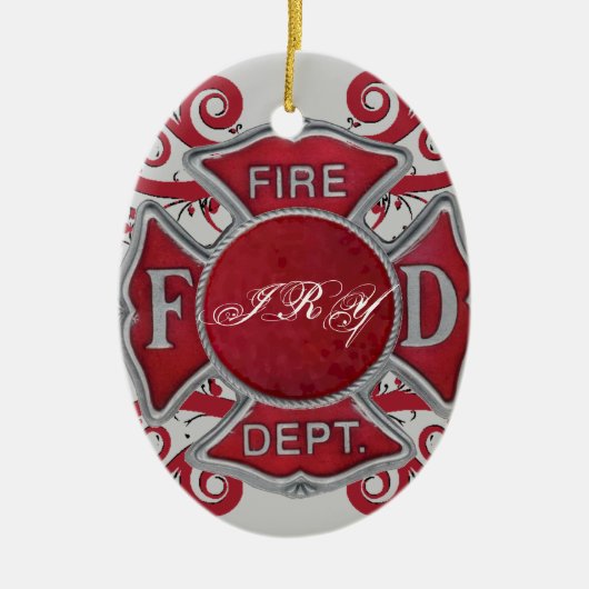 Feuerwehr-Gewohnheits-Monogramm Keramikornament (Vorne)