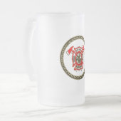 Feuerwehr: Gold und rotes Abzeichen mit Brandbombe Mattglas Bierglas (Vorderseite Links)