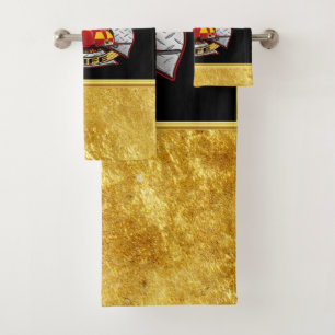 Feuerwehr Gold und Silber-Ehefrau-Abzeichen Badhandtuch Set
