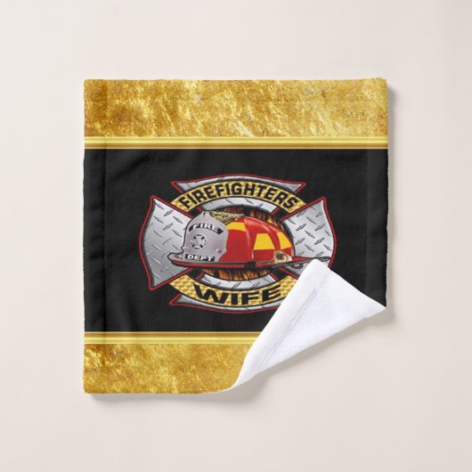 Feuerwehr Gold und Silber-Ehefrau-Abzeichen Badhandtuch Set (Waschlappen)