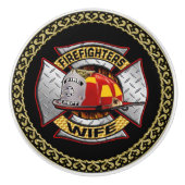 Feuerwehr Gold und Silber-Ehefrau-Abzeichen Keramikknauf (Vorderseite)