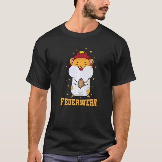 Feuerwehr Hamster mit Feuerhelm T-Shirt (Vorderseite)