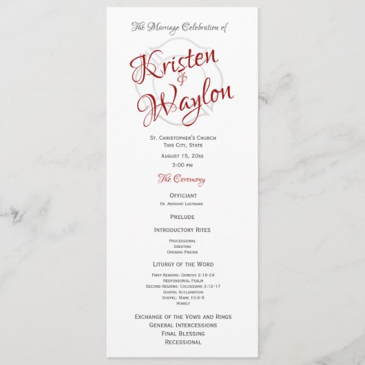 Feuerwehr-Hochzeitsprogramm Programm (Vorderseite)