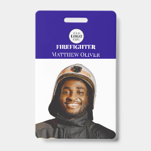 Feuerwehr-ID-Foto einfaches blaues Logo-Abzeichen Ausweis