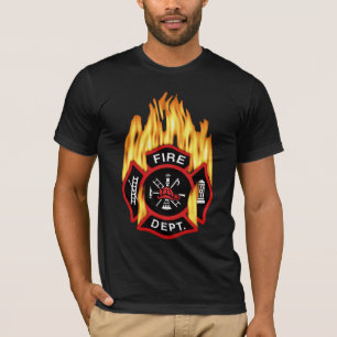 Feuerwehr-loderndes Abzeichen T-Shirt