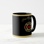 Feuerwehr-Logo Gold und hinteres Abzeichengold Tasse (VorderseiteRechts)
