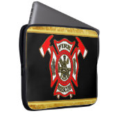 Feuerwehr-Logo Gold und rote Abzeichengoldfolie Laptopschutzhülle (Vorne Rechts)