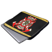 Feuerwehr-Logo Gold und rote Abzeichengoldfolie Laptopschutzhülle (Vorne Knopf)