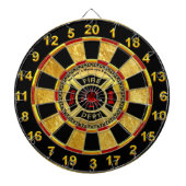 Feuerwehr-Logo Schwarzes und GoldAbzeichen Dartscheibe (vorne)