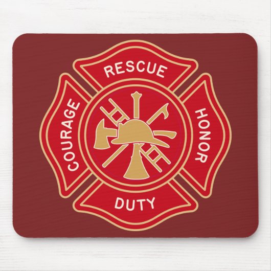 Feuerwehr-Maltese-Kreuz-Emblem Mousepad (Vorne)