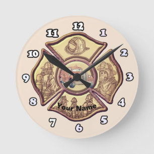 Feuerwehr-Maltese-Kreuz-Uhr Runde Wanduhr