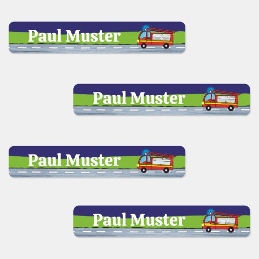 Feuerwehr Nacht - 96 schmale Kinder Etiketten (Gruppe)