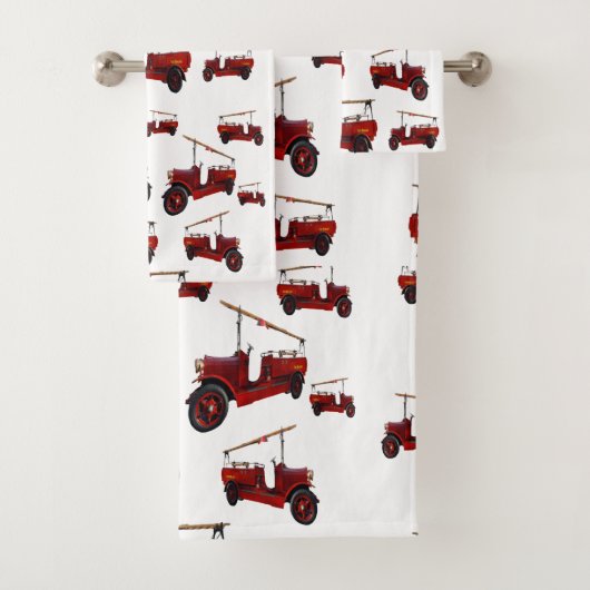 Feuerwehr-Oldtimer-Muster, Badhandtuch Set (Insitu)