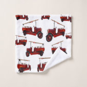 Feuerwehr-Oldtimer-Muster, Badhandtuch Set (Waschlappen)