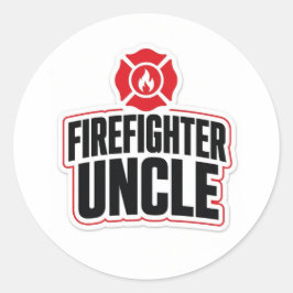 Feuerwehr-Onkel Runder Aufkleber