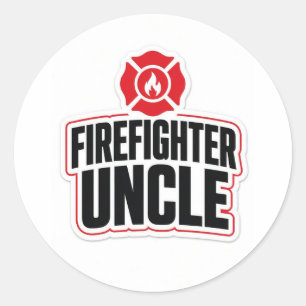 Feuerwehr-Onkel Runder Aufkleber