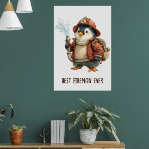 Feuerwehr-Ping-Pong-Schläger Winter Pinguin Poster