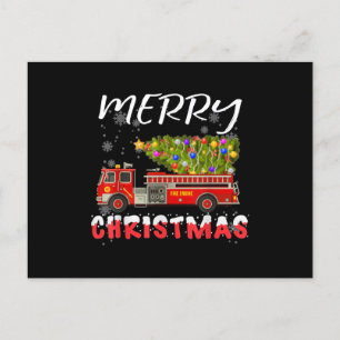 Feuerwehr-Pinus-Feuerwehrmann-Weihnachten-Familie Feiertagspostkarte